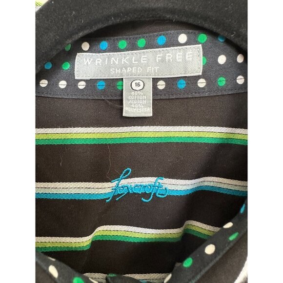 Foxcroft womens Black Blouse 16 long sleeve button up cotton collared shaped fit - Picture 3 of 6